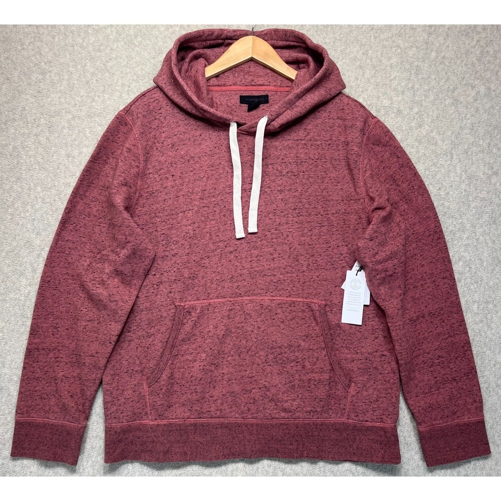NWT Treasure & Bond Mens Marled Pullover Hoodie Heathered Rose Kangaroo Pocket L